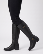 Tall knee high riding boots with double buckle straps - view 2