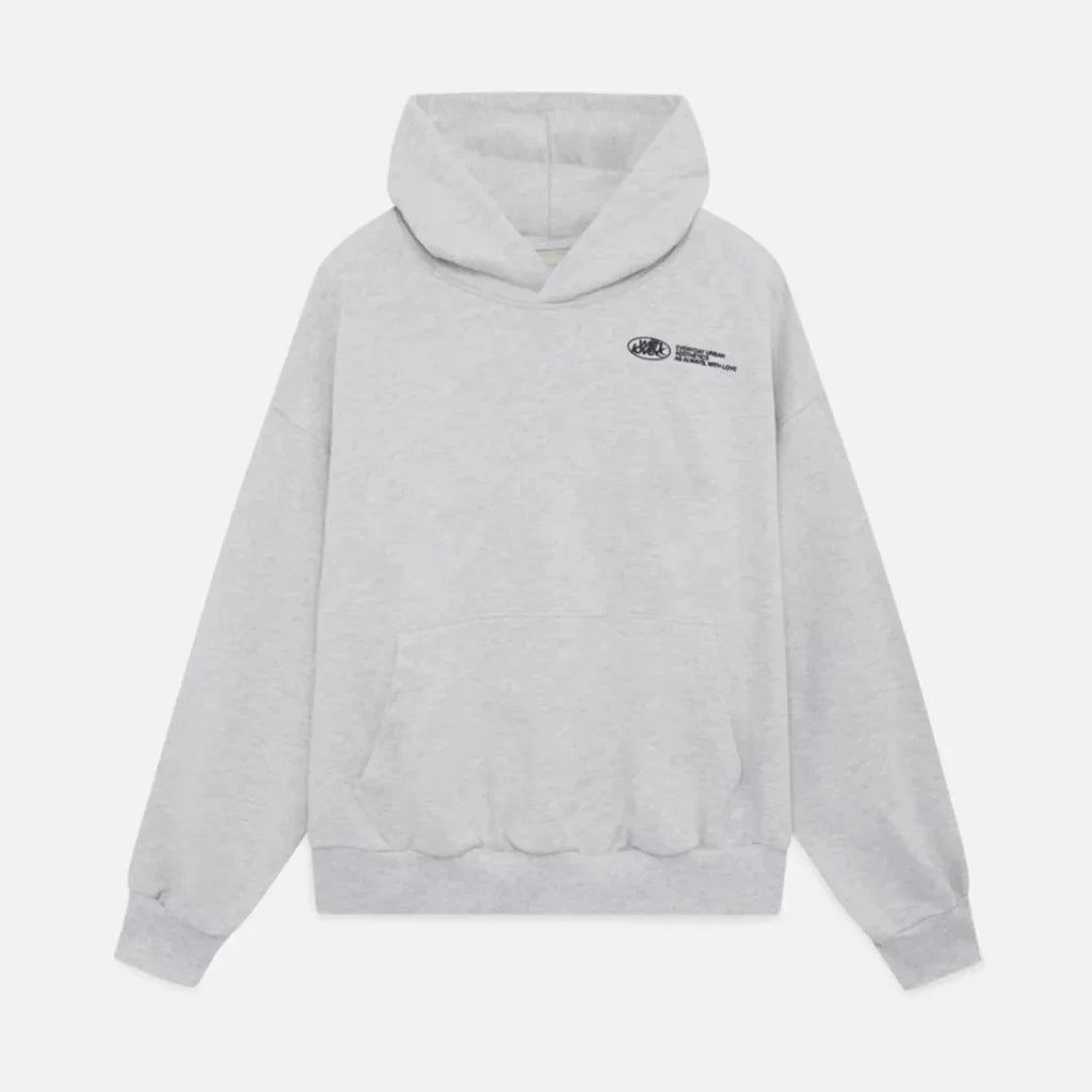Oversized graphic fleece hoodie with yellow back print and kangaroo pocket - view 6