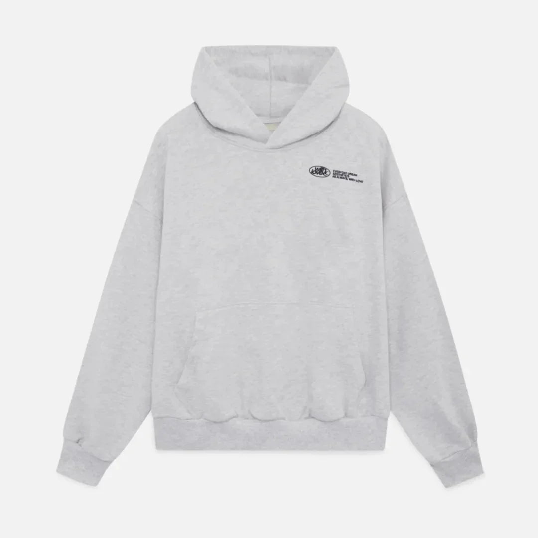 Oversized graphic fleece hoodie with yellow back print and kangaroo pocket - view 6