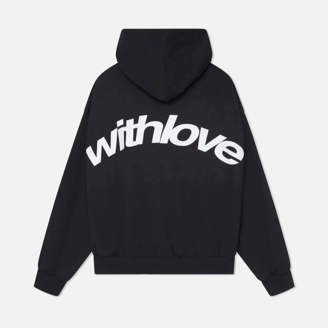 Oversized graphic fleece hoodie with yellow back print and kangaroo pocket - view 7