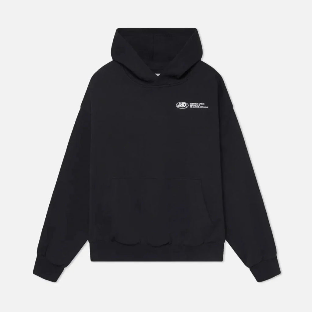 Oversized graphic fleece hoodie with yellow back print and kangaroo pocket - view 8