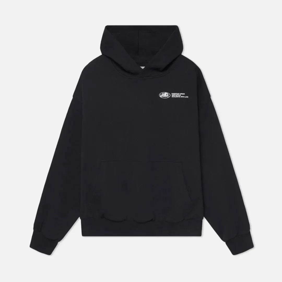 Oversized graphic fleece hoodie with yellow back print and kangaroo pocket - view 8