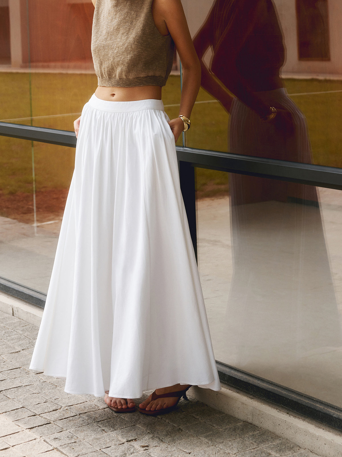 Celeste | Pleated Maxi Skirt with Pockets oaklynwear