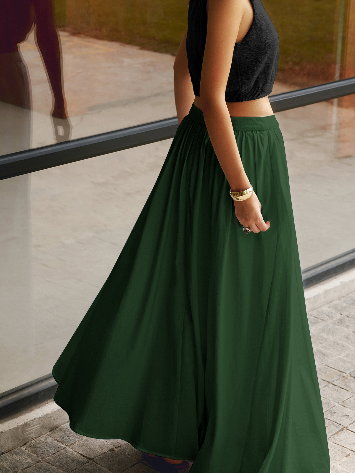 Celeste | Pleated Maxi Skirt with Pockets oaklynwear
