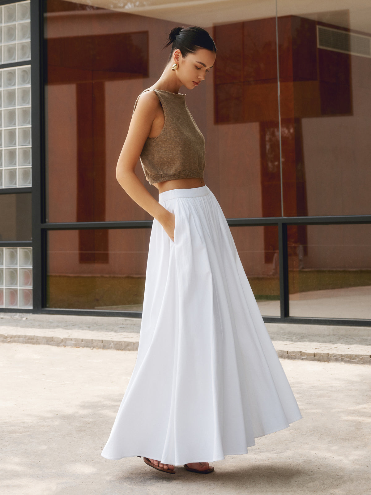 Celeste | Pleated Maxi Skirt with Pockets oaklynwear