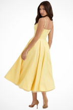 Sweetheart corset A-line midi dress with spaghetti straps - view 15