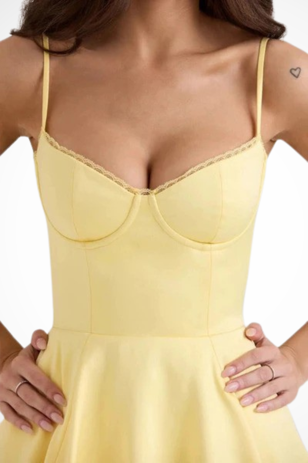 Sweetheart corset A-line midi dress with spaghetti straps - view 16
