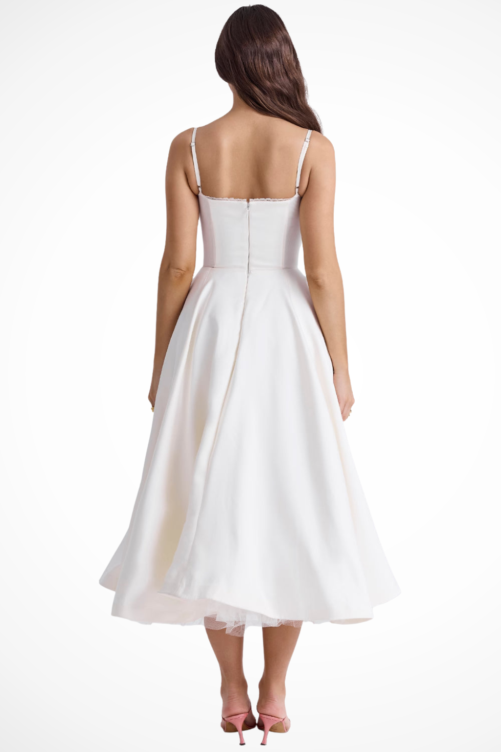 Sweetheart corset A-line midi dress with spaghetti straps - view 3