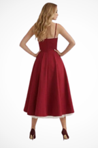 Sweetheart corset A-line midi dress with spaghetti straps - view 7