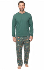 Family wearing matching green safari animal print Christmas pajamas - view 10