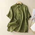 Madina | Linen Knot Front Summer Blouse oaklynwear