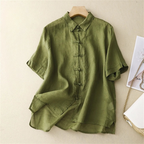 Madina | Linen Knot Front Summer Blouse oaklynwear