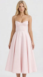 Maisie satin wedding guest midi dress with lace-edged sweetheart bodice and full skirt - view 20