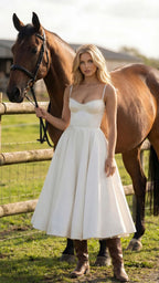Maisie satin wedding guest midi dress with lace-edged sweetheart bodice and full skirt - view 33
