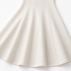 Square neck cap sleeve midi dress with fitted seamed bodice and flared skirt - view 9