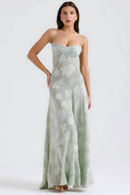 Sheer floral bustier maxi dress with spaghetti straps and flowing floor-length skirt - view 40