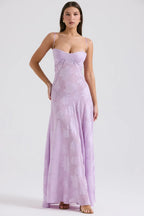 Sheer floral bustier maxi dress with spaghetti straps and flowing floor-length skirt - view 42