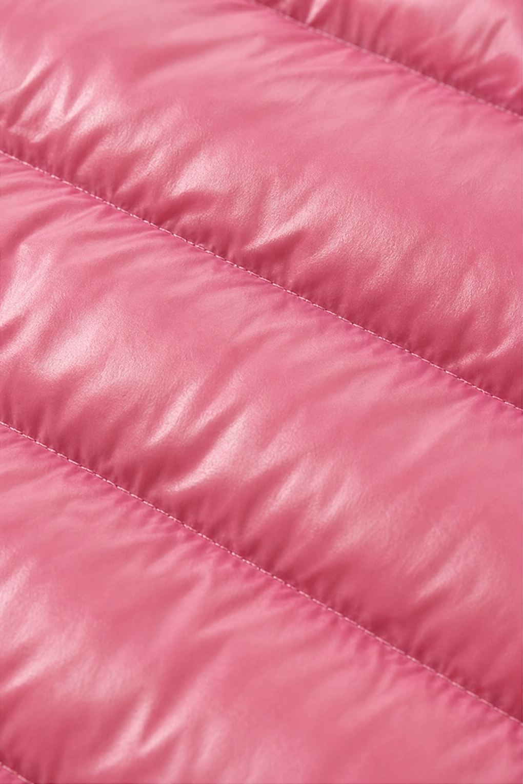 Women's long pink hooded puffer coat with quilted shell and front zip - view 16