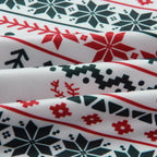 Family wearing matching reindeer print Christmas pajamas with gray ribbed cuffs - view 16