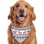 Family wearing matching reindeer print Christmas pajamas with gray ribbed cuffs - view 9