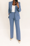 Women's single-button blazer and high-rise wide-leg pants set