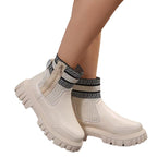 Women's chunky Chelsea boots with ribbed knit sock shaft and lug platform sole - view 5