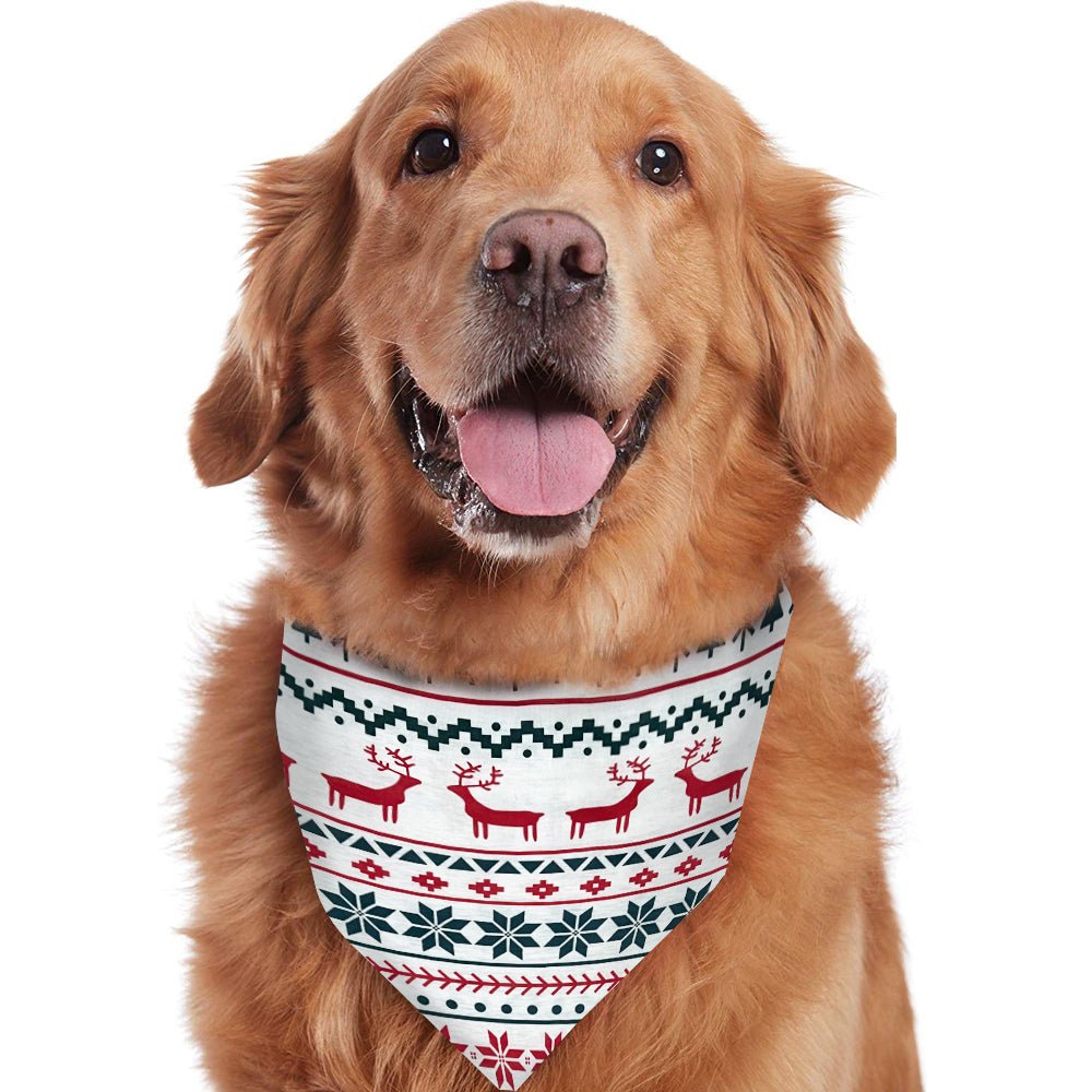 Matching family Christmas pajamas in red, green and cream Fair Isle reindeer print - view 8