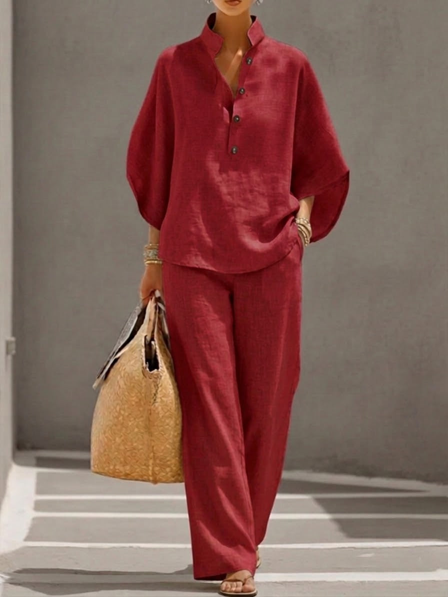 Nadia | Batwing Top Wide Leg Pants Set oaklynwear