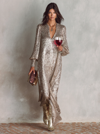 Priya balloon sleeve sequin maxi dress for winter formal events - view 12