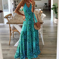 Colette | Women's V Neck Boho Flowy Draped Maxi Dress oaklynwear
