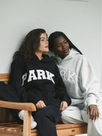 Women's oversized collegiate sweatshirt with mock neck and arched varsity letter graphic - view 15