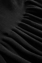 Black ribbed knit V-neck long sleeve sweater maxi dress with flounce hem - view 7