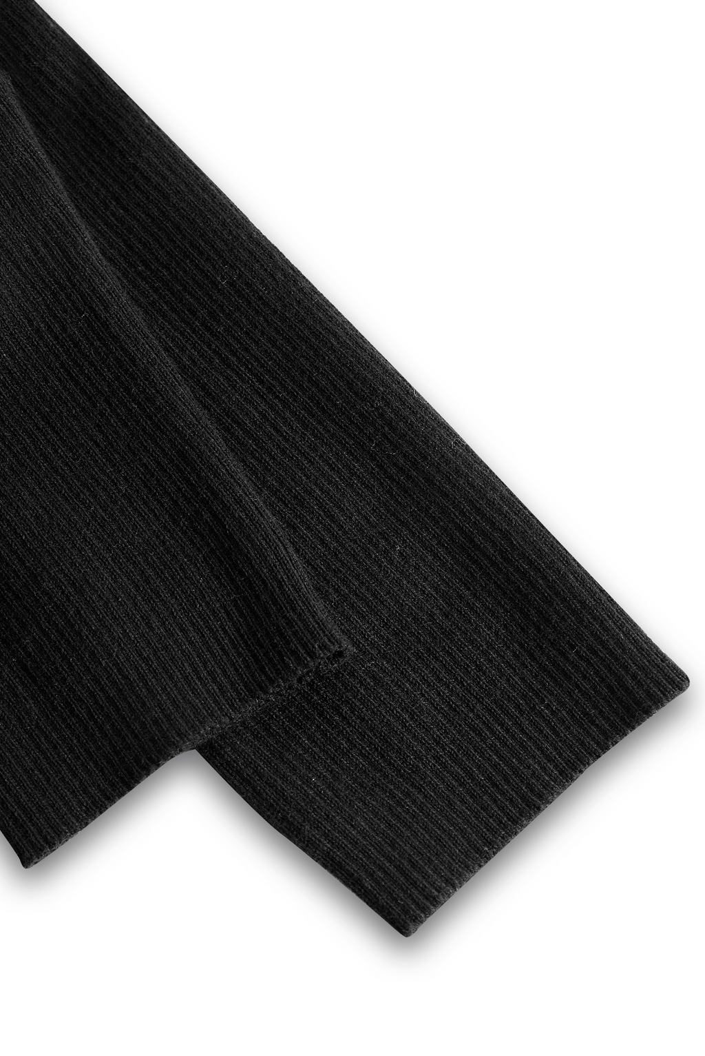 Black ribbed knit V-neck long sleeve sweater maxi dress with flounce hem - view 9