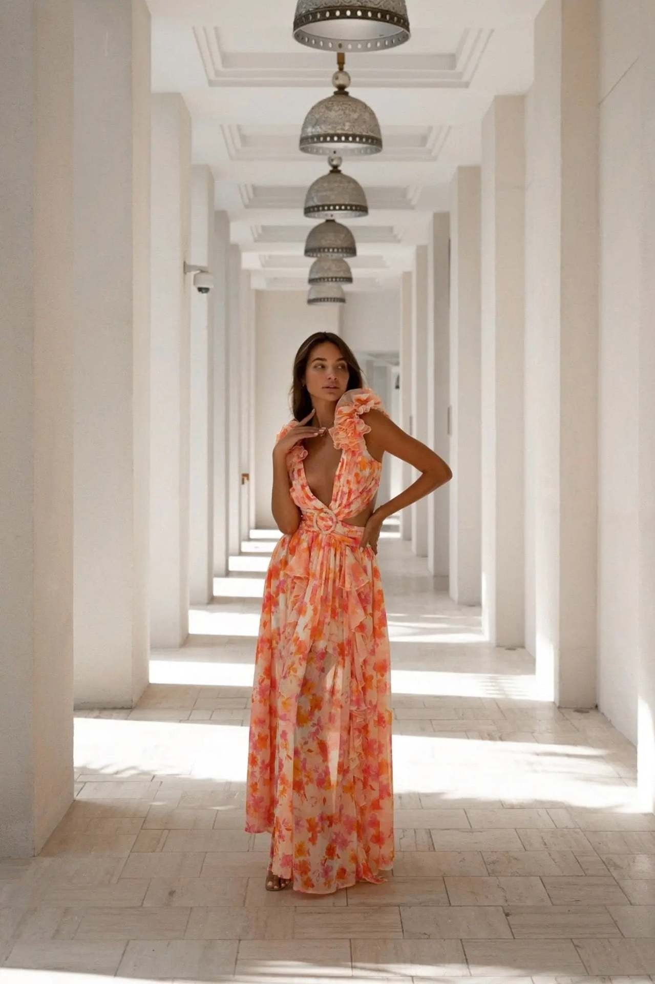 Riviera | Floral Ruffle Maxi Dress oaklynwear