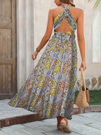 Rosalinda | Paisley Halter Neck Maxi Dress oaklynwear