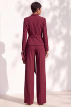 Two piece wedding guest outfit with wrap blazer and wide leg pants - view 2