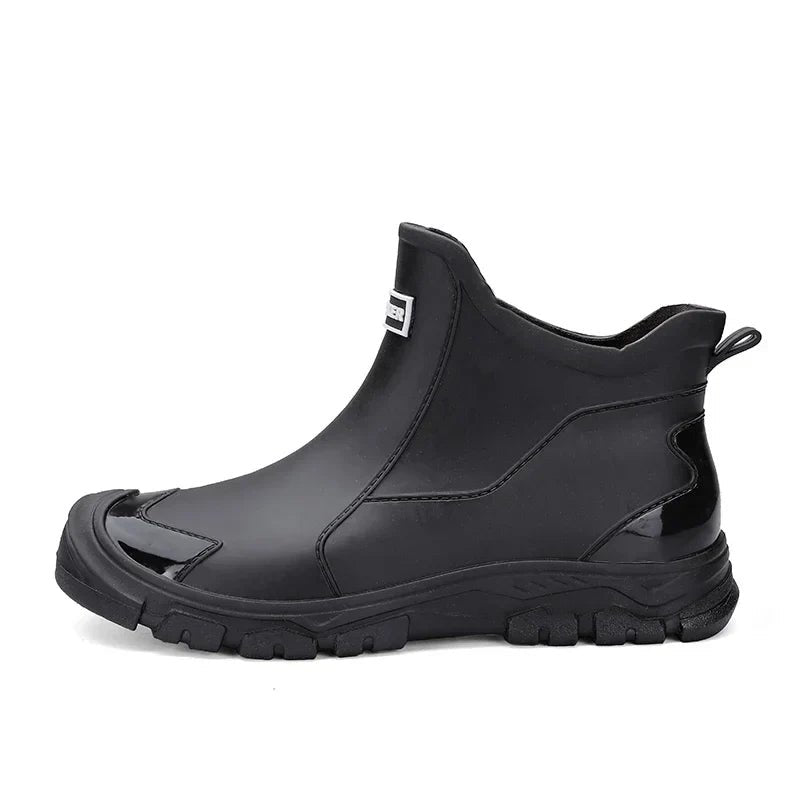 Women's slip-on Chelsea rain ankle boots with glossy toe cap and lug sole - view 5