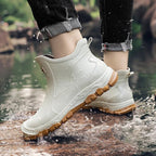 Women's slip-on Chelsea rain ankle boots with glossy toe cap and lug sole - view 6
