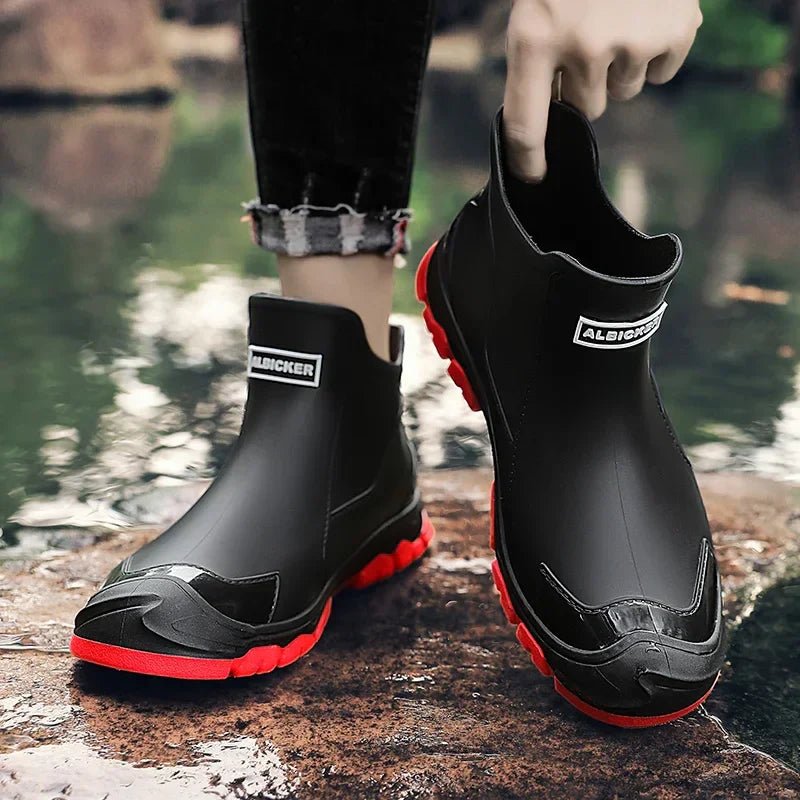Women's slip-on Chelsea rain ankle boots with glossy toe cap and lug sole - view 8