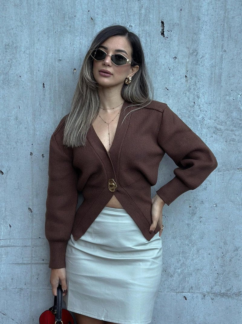 Emery | Deep V-Neck Button Front Knit Cardigan, Slim Fit Everyday Layer oaklynwear