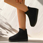 Women's suede-look Chelsea ankle boots with faux fur lining and treaded sole - view 3
