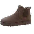 Women's suede-look Chelsea ankle boots with faux fur lining and treaded sole - view 5
