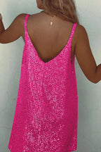 Sequin V-neck cami mini dress with tie waist - view 10