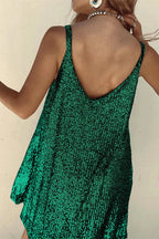 Sequin V-neck cami mini dress with tie waist - view 15