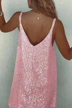 Sequin V-neck cami mini dress with tie waist - view 17