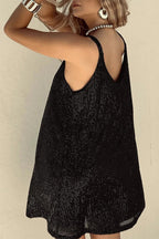 Sequin V-neck cami mini dress with tie waist - view 19