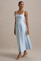 Parina | Pleated Square Neck Midi Dress oaklynwear