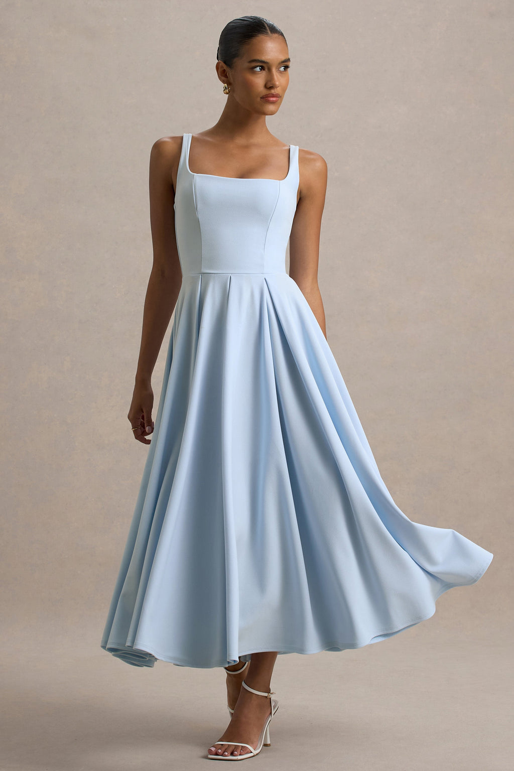Parina | Pleated Square Neck Midi Dress oaklynwear