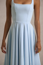 Parina | Pleated Square Neck Midi Dress oaklynwear