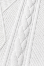 White stand collar knit blazer jacket with cable texture and dark buttons - view 7